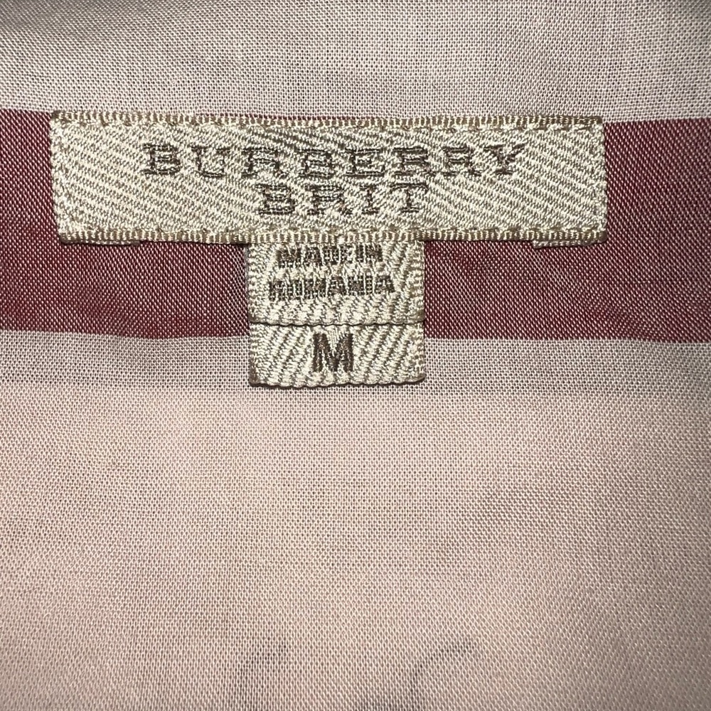 Excellent Burberry Women's Check Button-Down Shirt in White, Gray & Burgundy - Picture 8 of 9